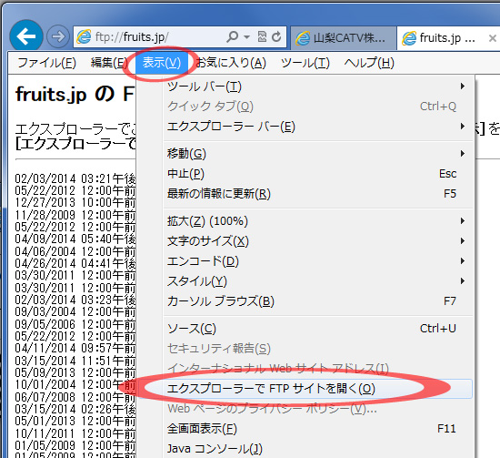 インターネットエクスプローラーを使ったファイルの転送方法3